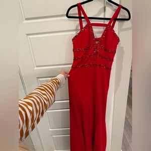 Elegant Red Beaded Dress Niki Lavis